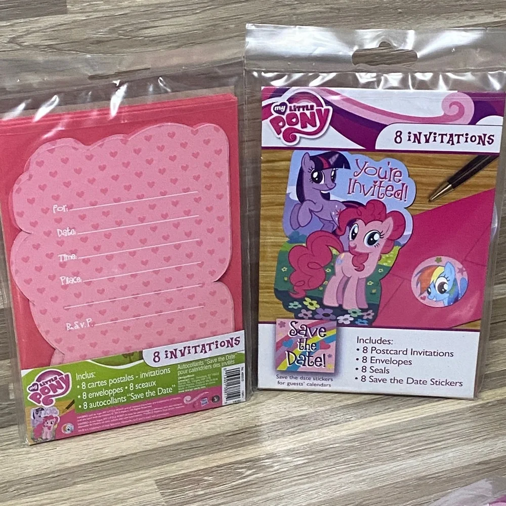 My Little Pony Pink and Purple Invitations 16 Pinkie pie party decoration ponys